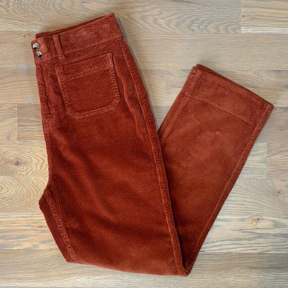 FAHERTY Portland Corduroy Pants High Rise Straight Gingerbread Womens Size 30 - Picture 2 of 9